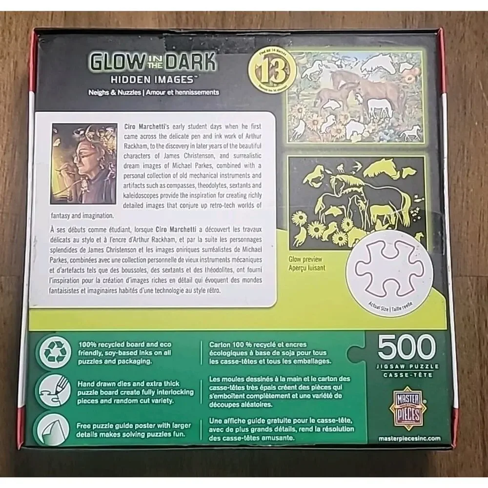 Master Pieces Puzzle Glow In The Dark Hidden Images Neighs & Nuzzles 500pc